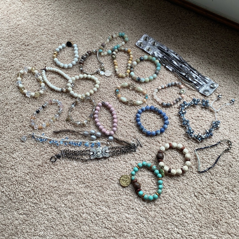 22 various bracelets.